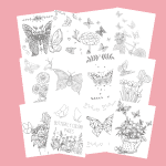 Set of 12 free printable coloring pages with butterflies