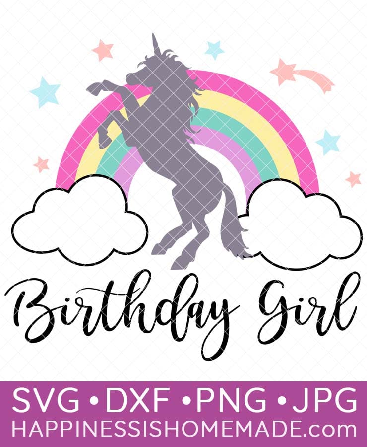 birthday girl unicorn svg file