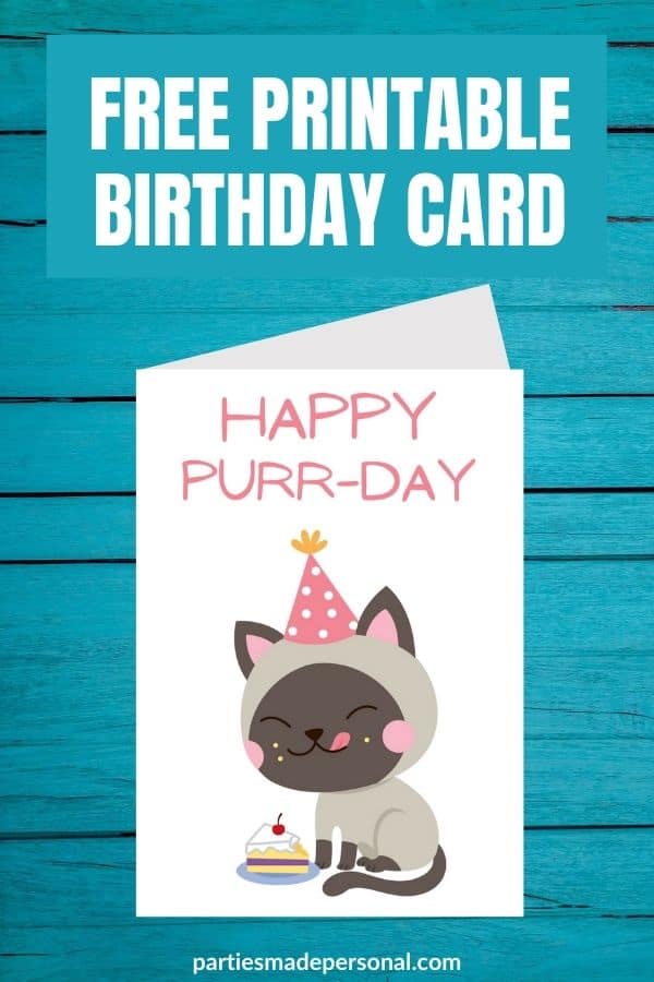 free printable kitty cat birthday card 