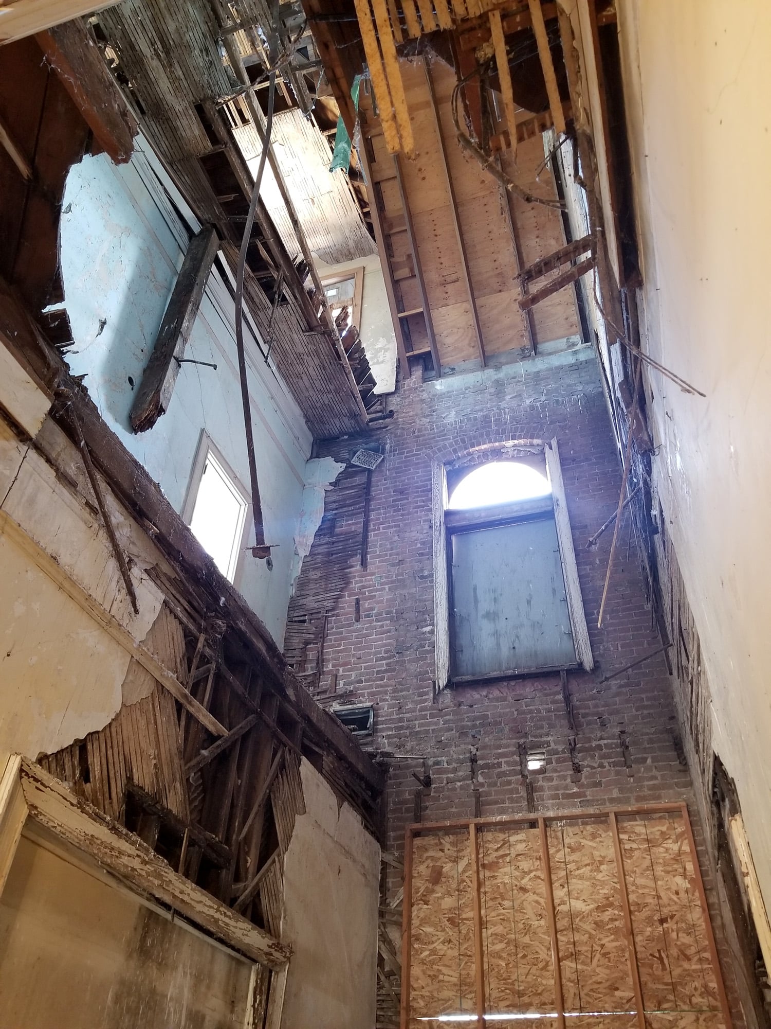 Collapsed elevator shaft at Preston Castle