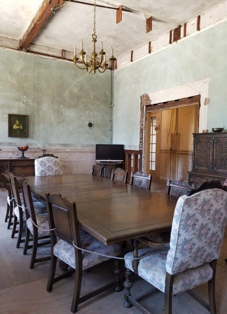 Preston Castle dining room with antique table and chairs