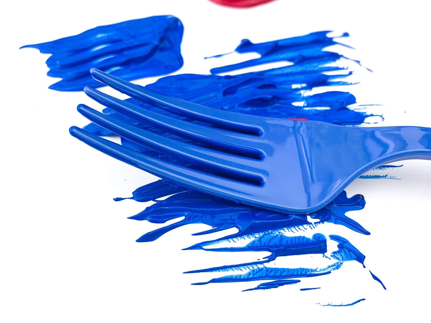 blue fork mark on paper plate beginning firework craft