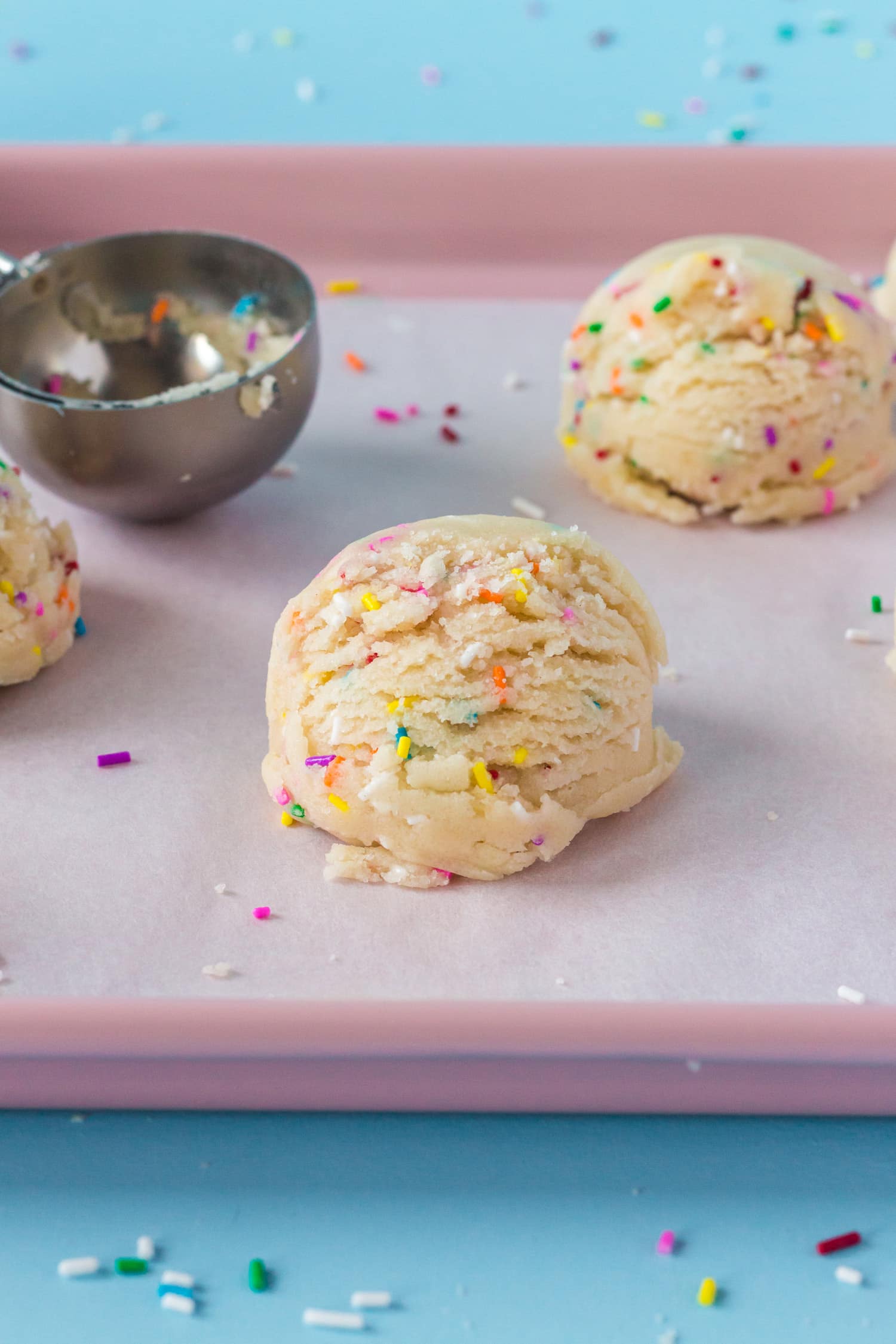 scoops of frozen cookie dough