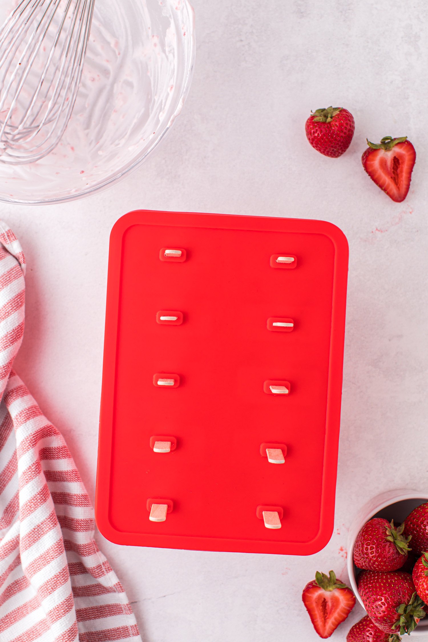 popsicle sticks in popsicle freeze tray