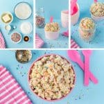 collage of the perfect funfetti edible cookie dough