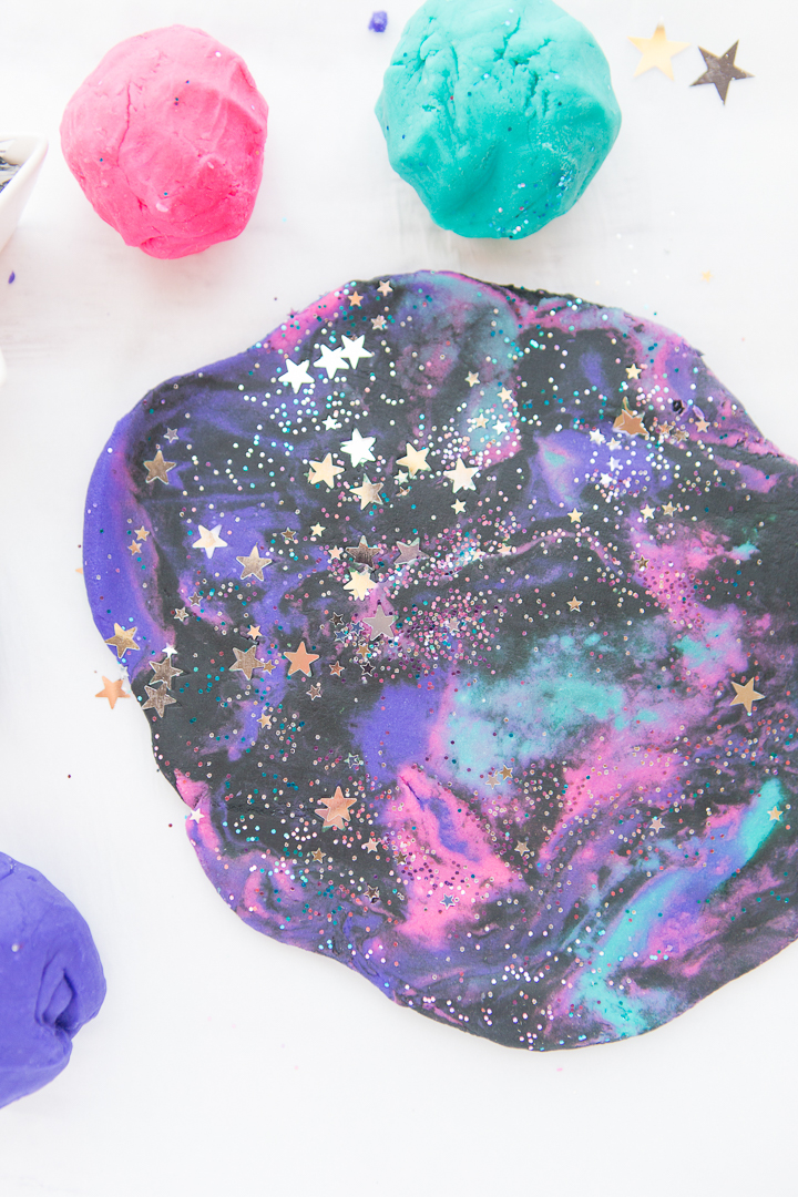 galaxy themed play dough for kids
