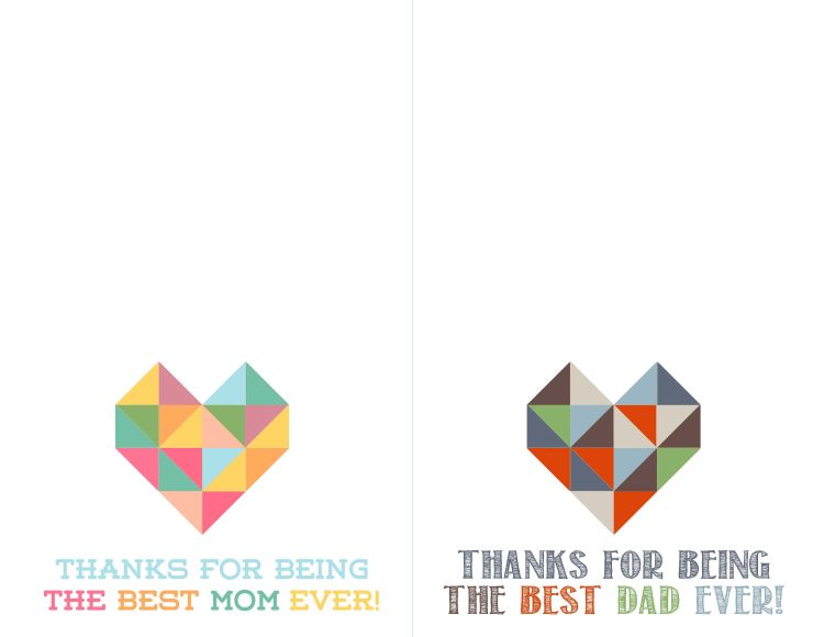 geometric heart mothers day and fathers day printables 