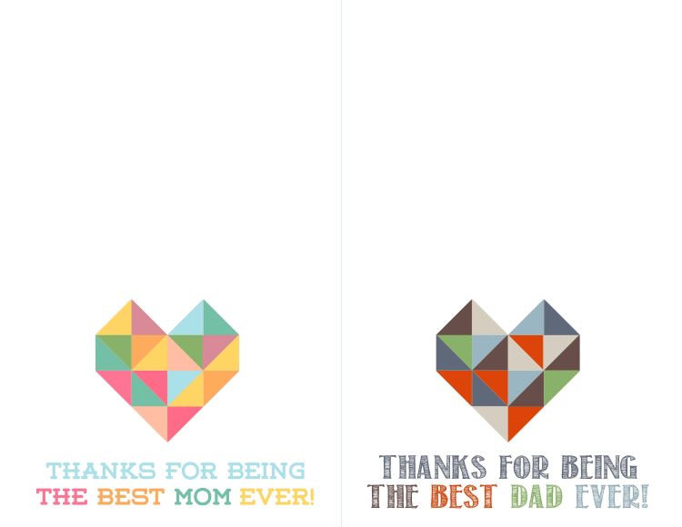 geometric heart mothers day and fathers day printables