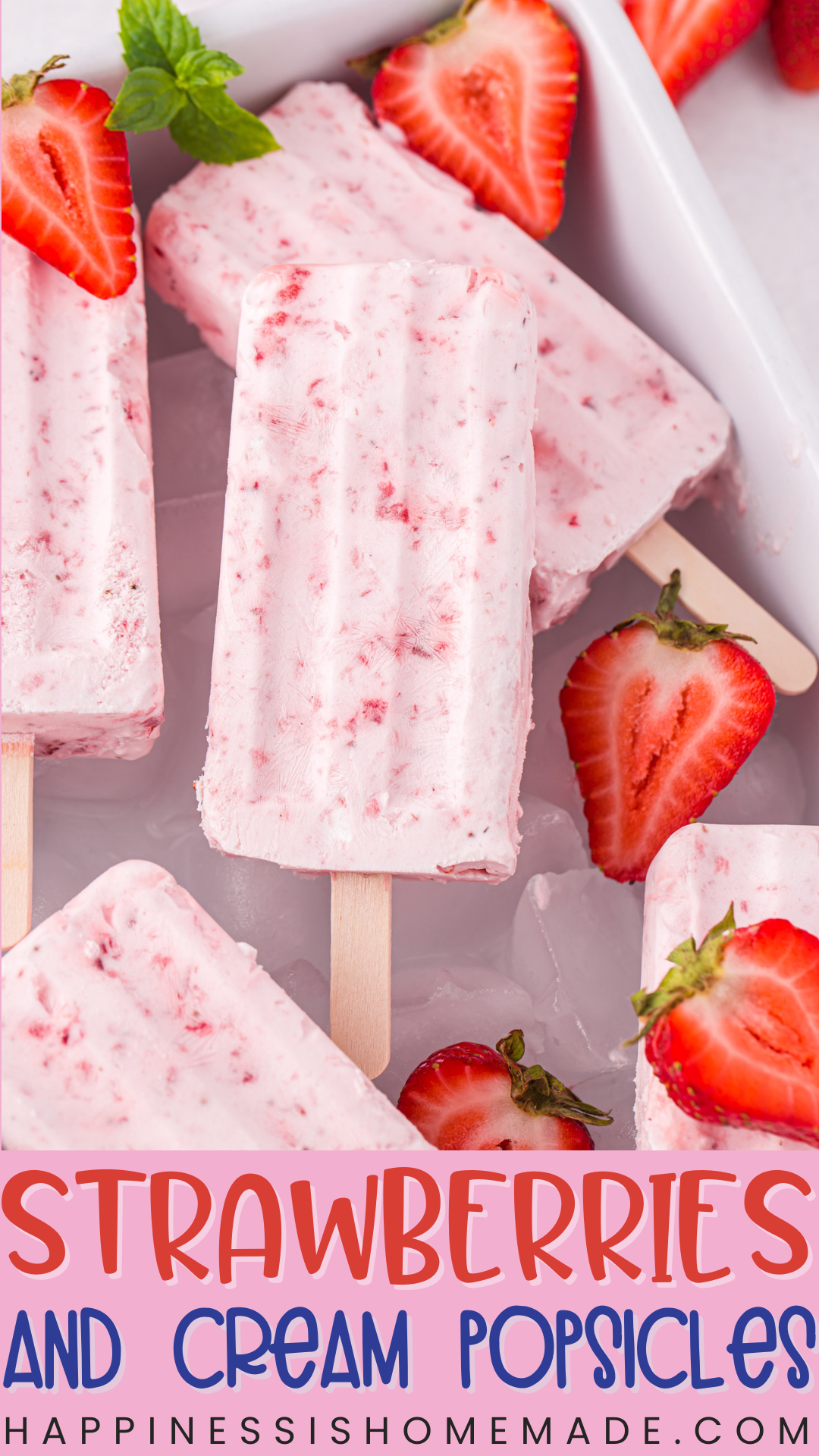 Strawberries and Cream Popsicles