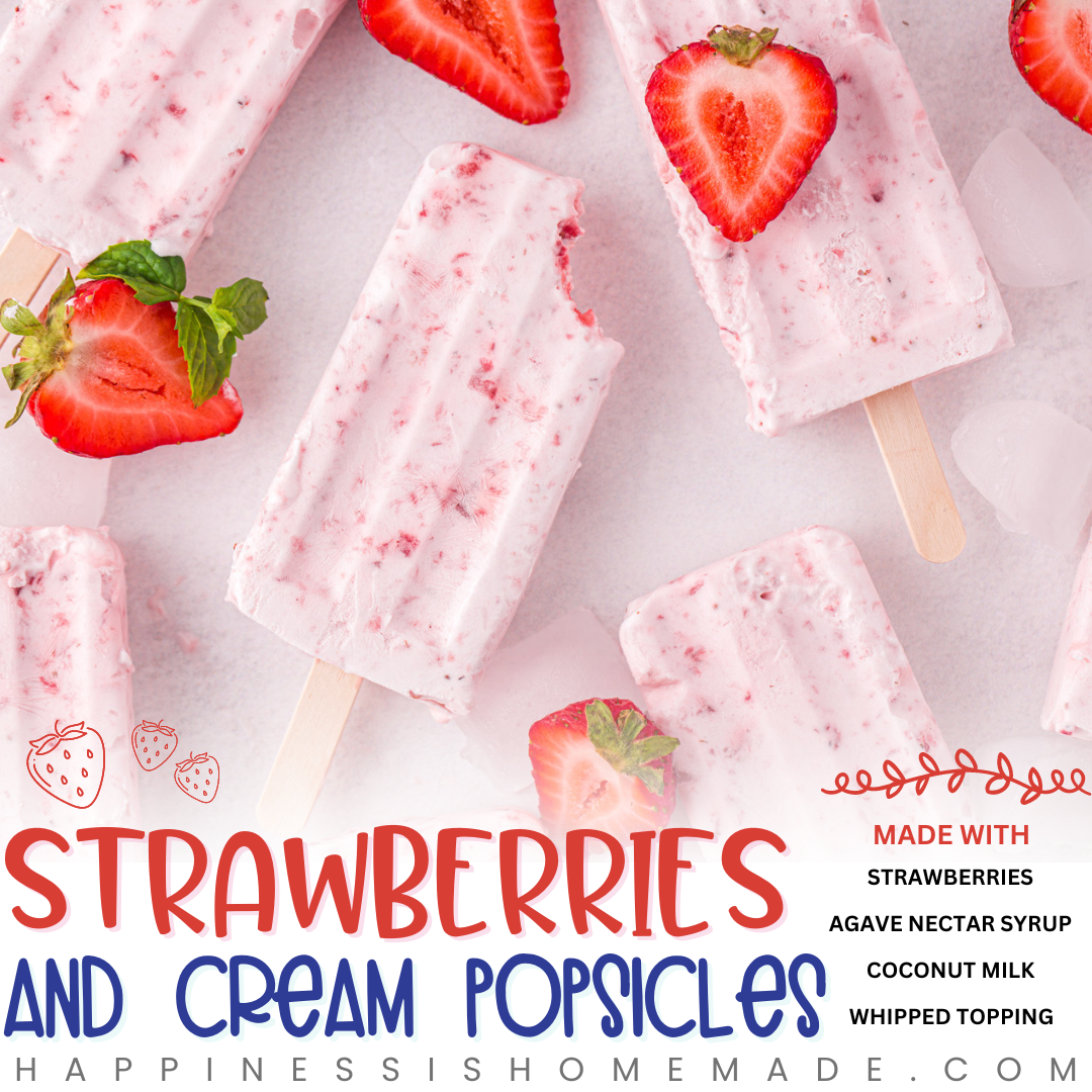 Strawberries and Cream Popsicles Recipe Card 