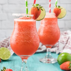 two frozen strawberries daiquiri