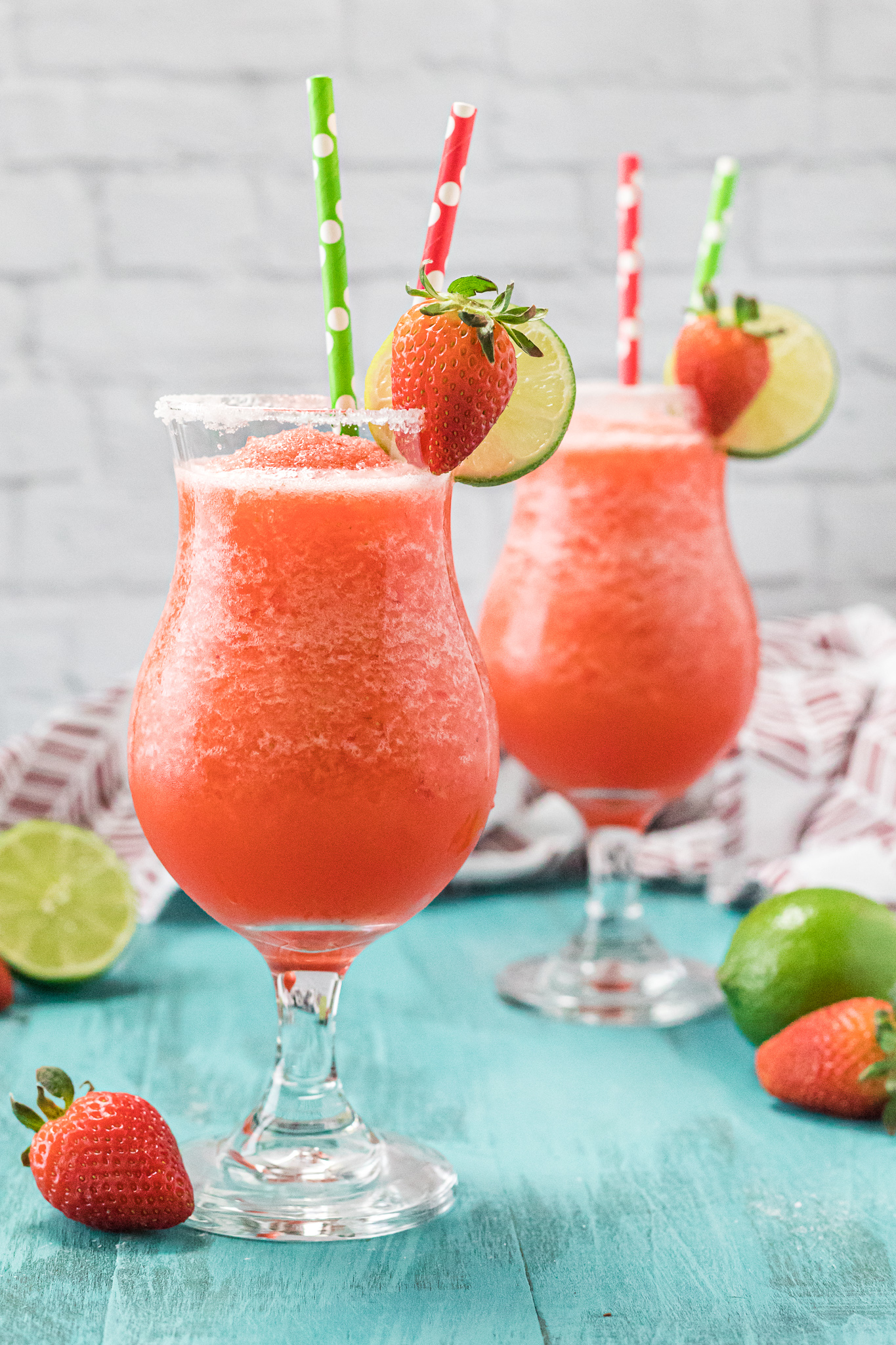 two frozen strawberries daiquiri