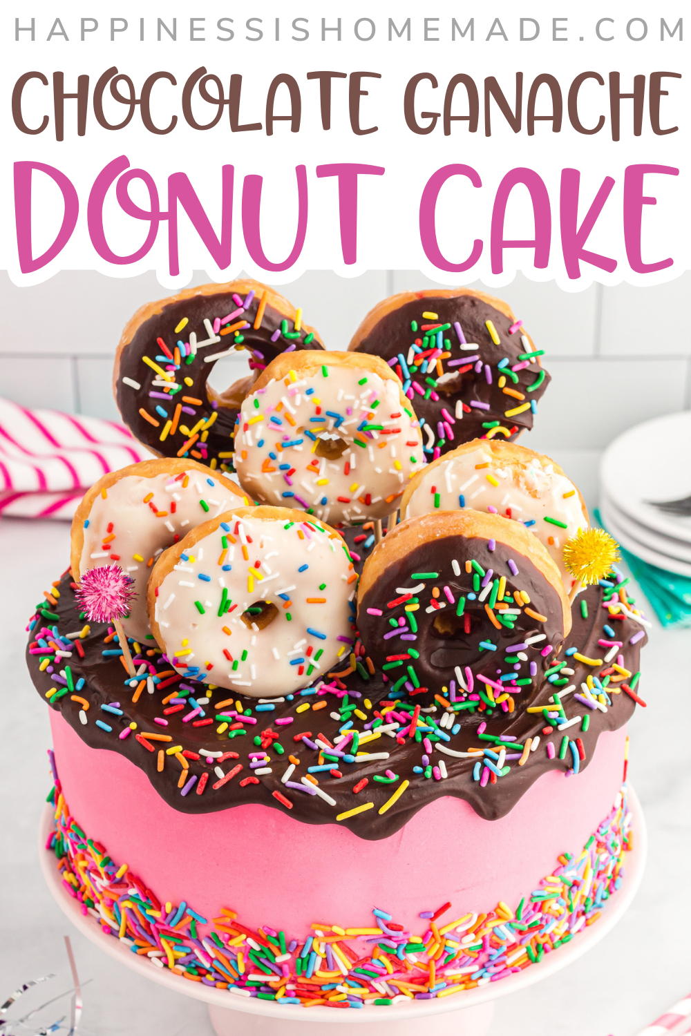 Chocolate Ganache Frosted Donut Cake