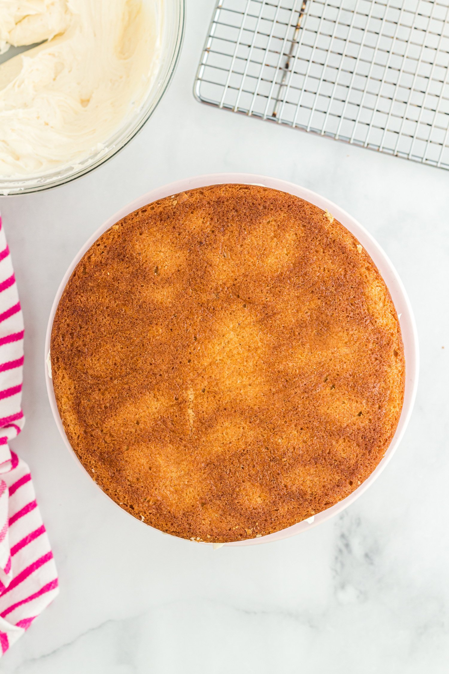 round cake layer added to donut cake