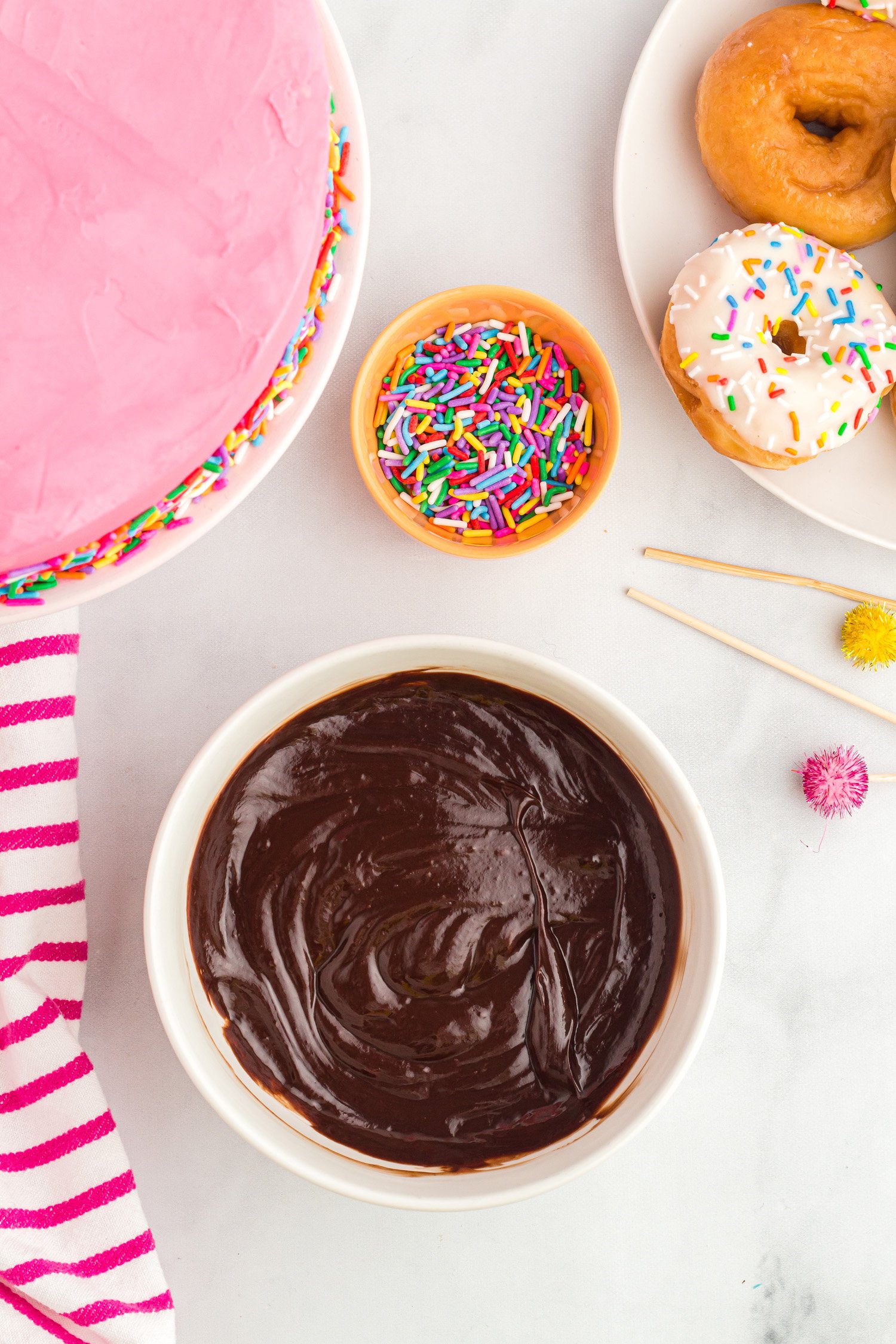 chocolate frosting mix in bowl