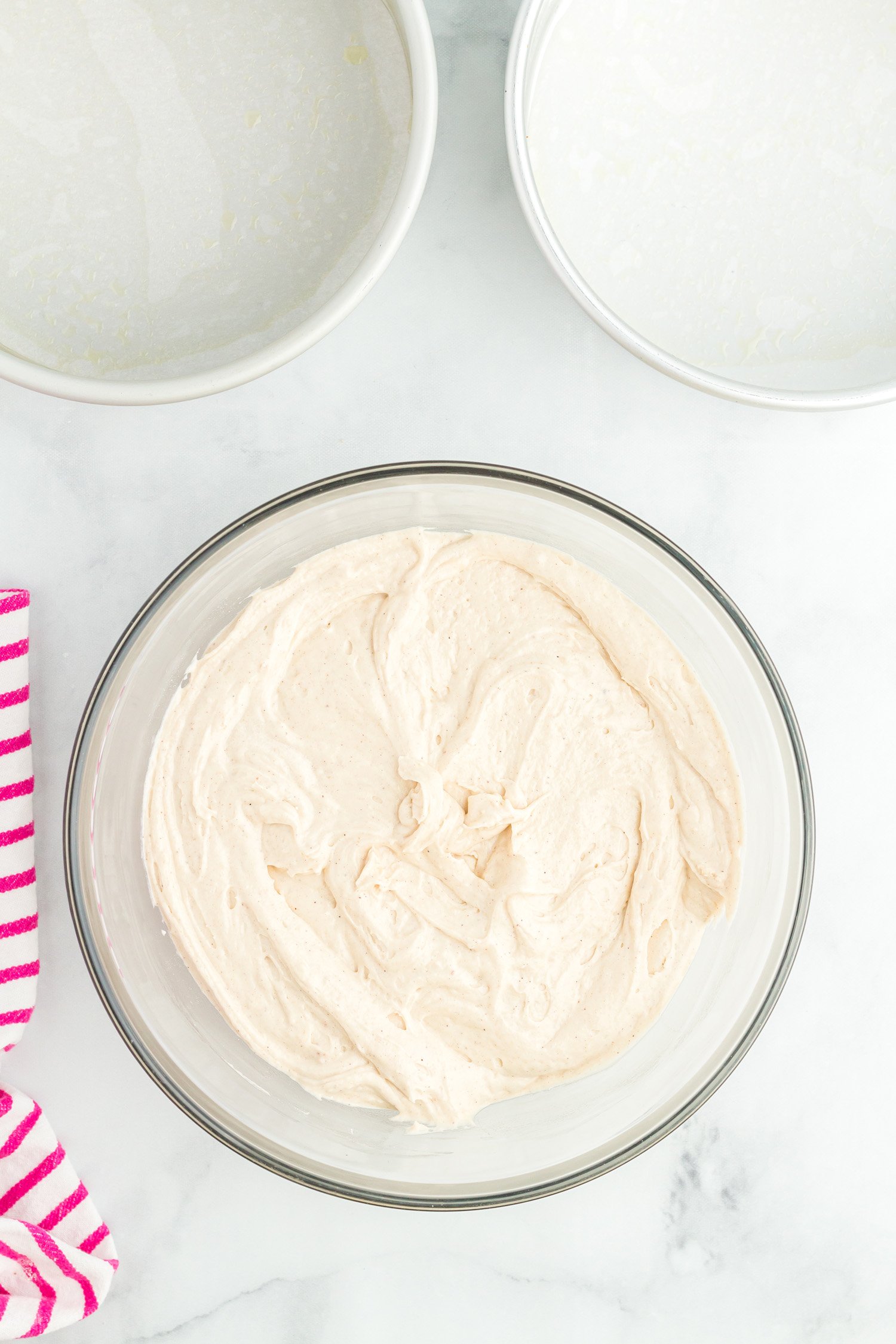 mixing moist cake recipe ingredients in large bowl