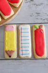 cute diy teacher appreciation gift, pencil, paper, and apple cookies