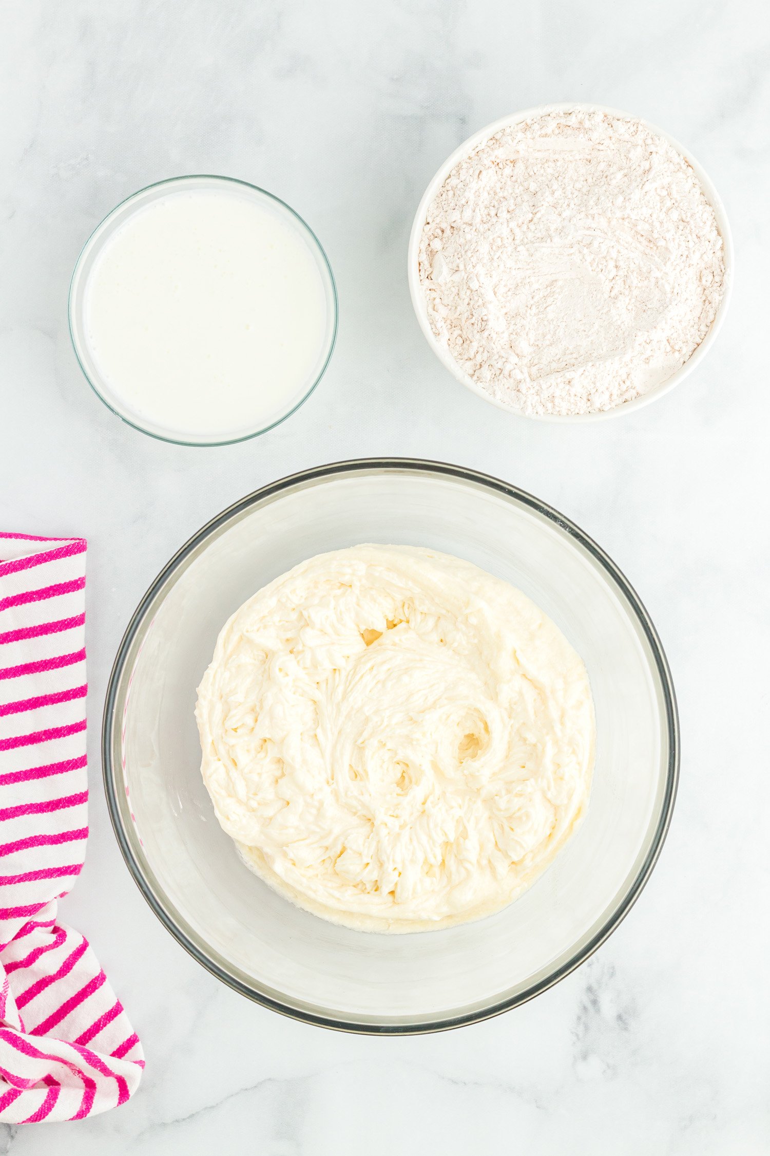 ingredients added to large mixing bowl