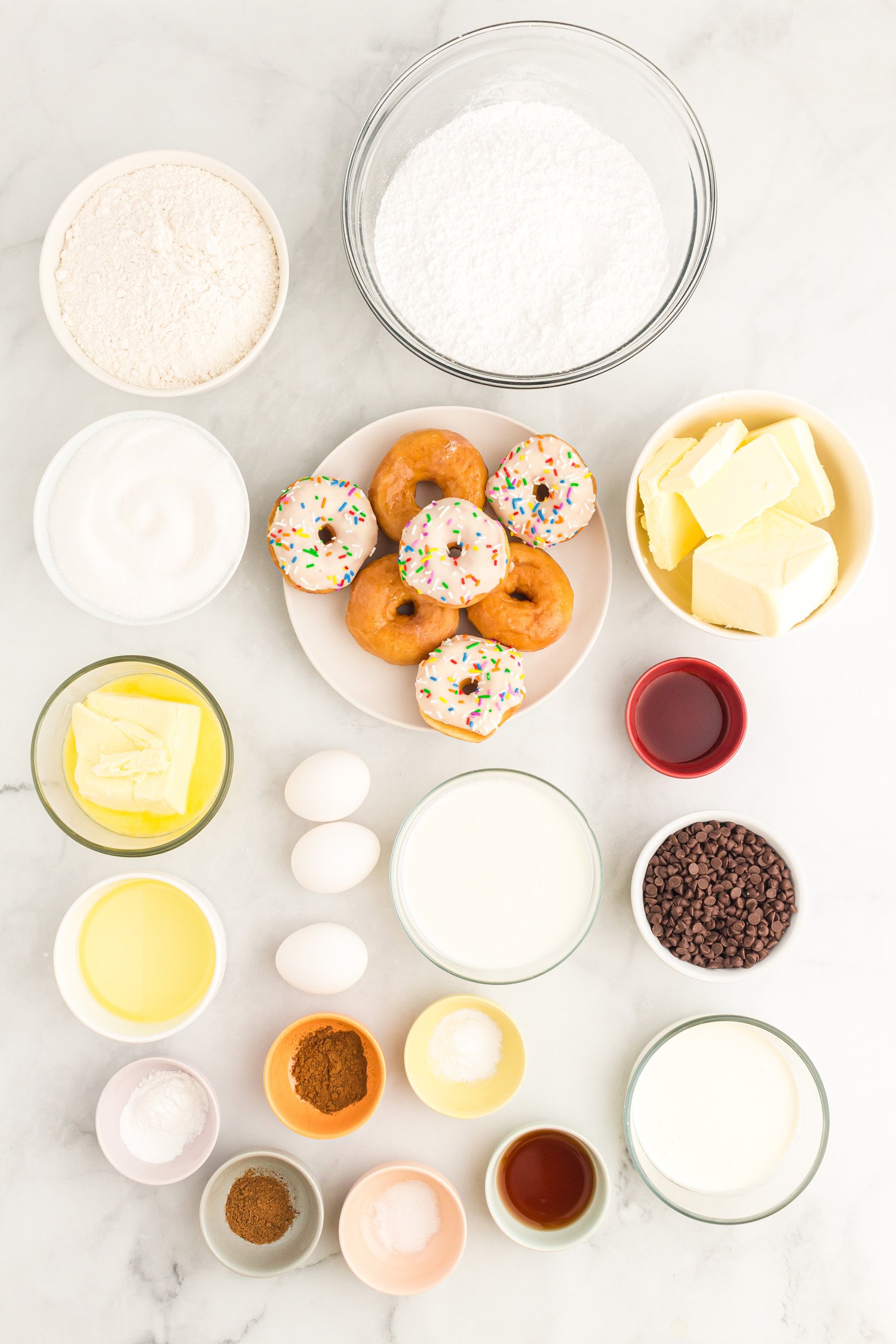 ingredients for making donut recipe