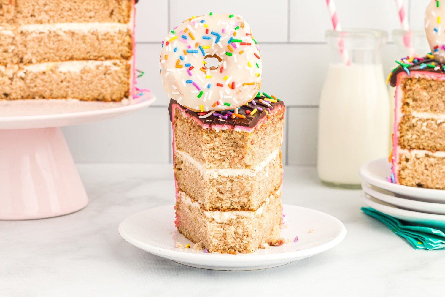 donut topped chocolate cake