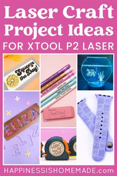 Collage of laser-created project ideas with "Laser Craft Project Ideas for xTool P2 Laser" text
