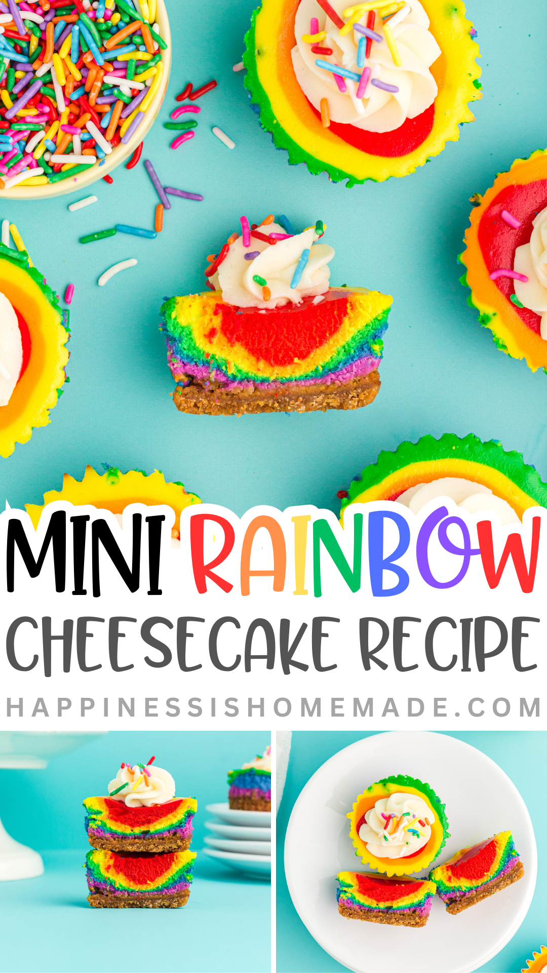 Mini Rainbow Cheesecake Recipe