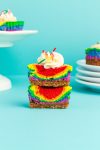 colorful rainbow cheesecakes