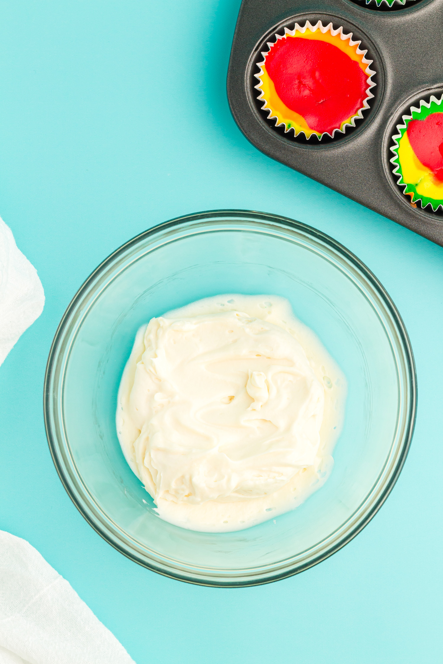 frosting for homemade cheesecake in bowl