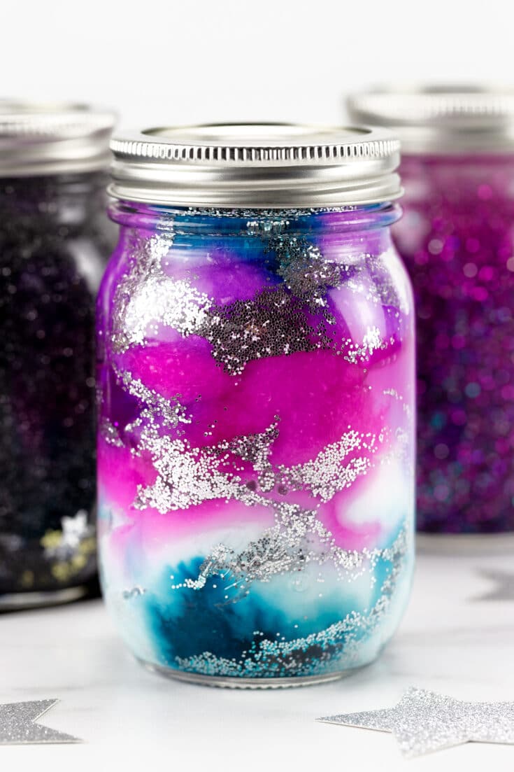 galaxy glitter jars kids science activity 