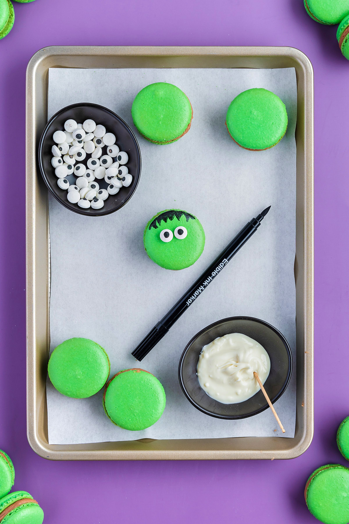 decorations for frankenstein macarons