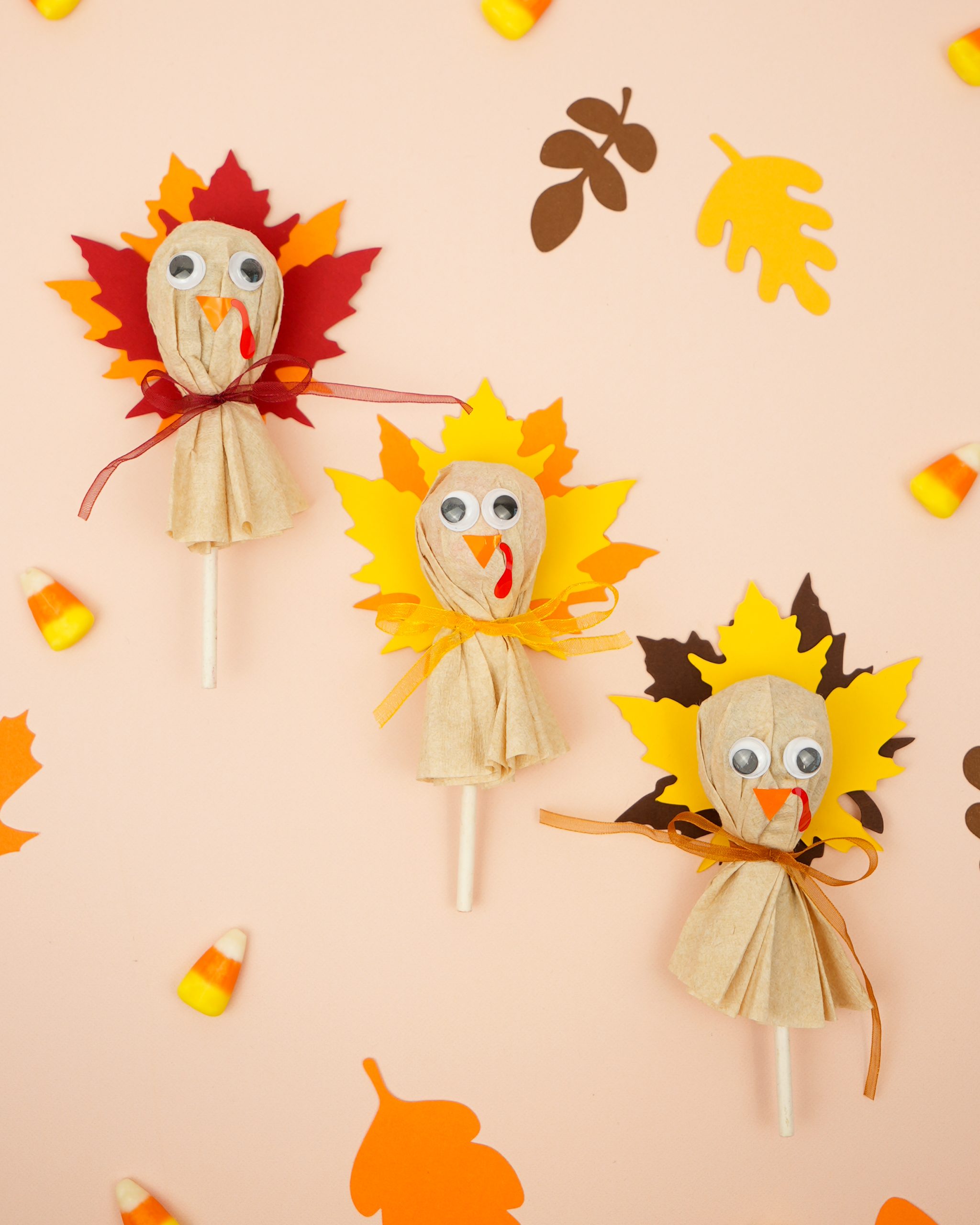 quick thanksgiving treat idea, turkey lollipops