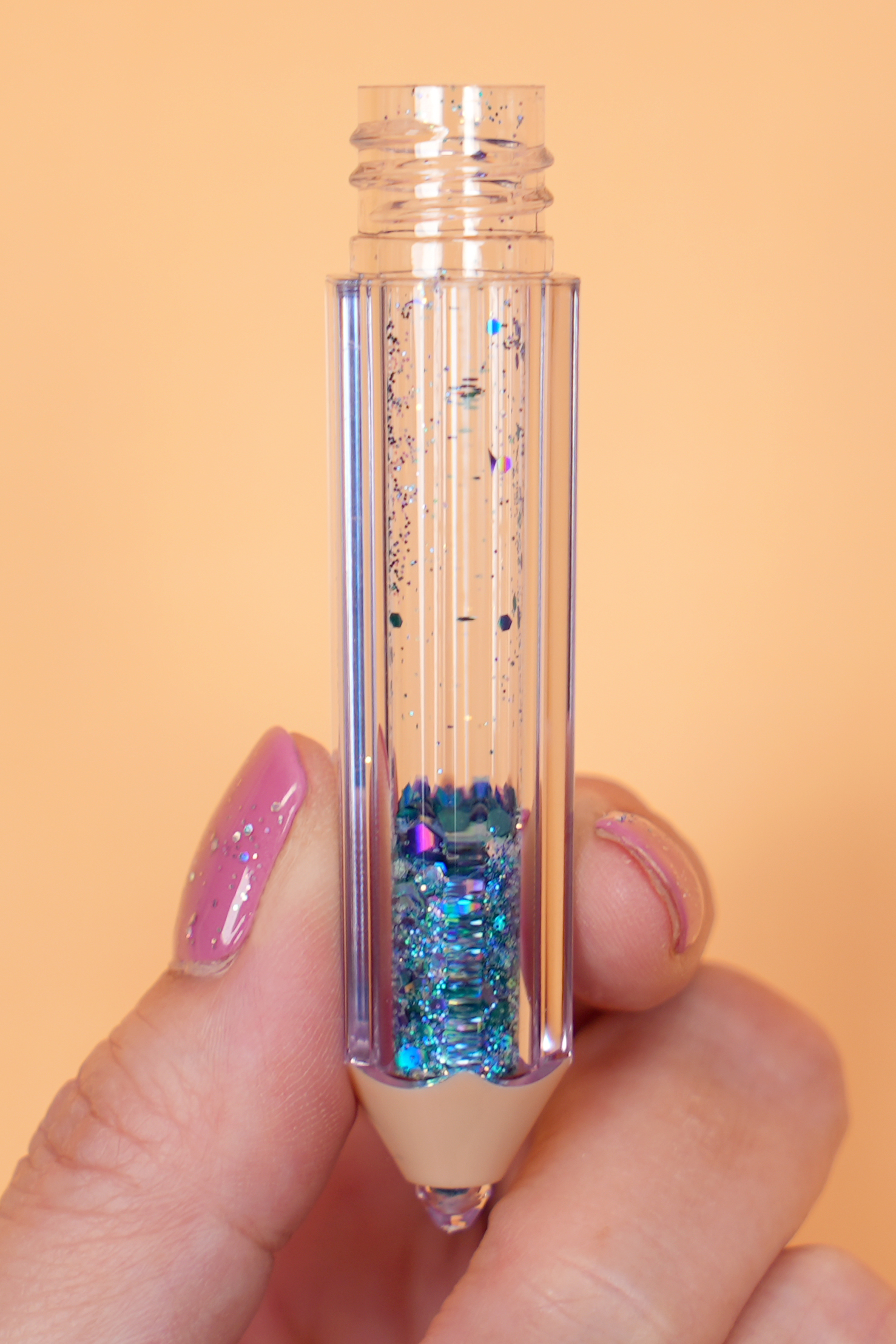 pencil lip gloss filled with glitter