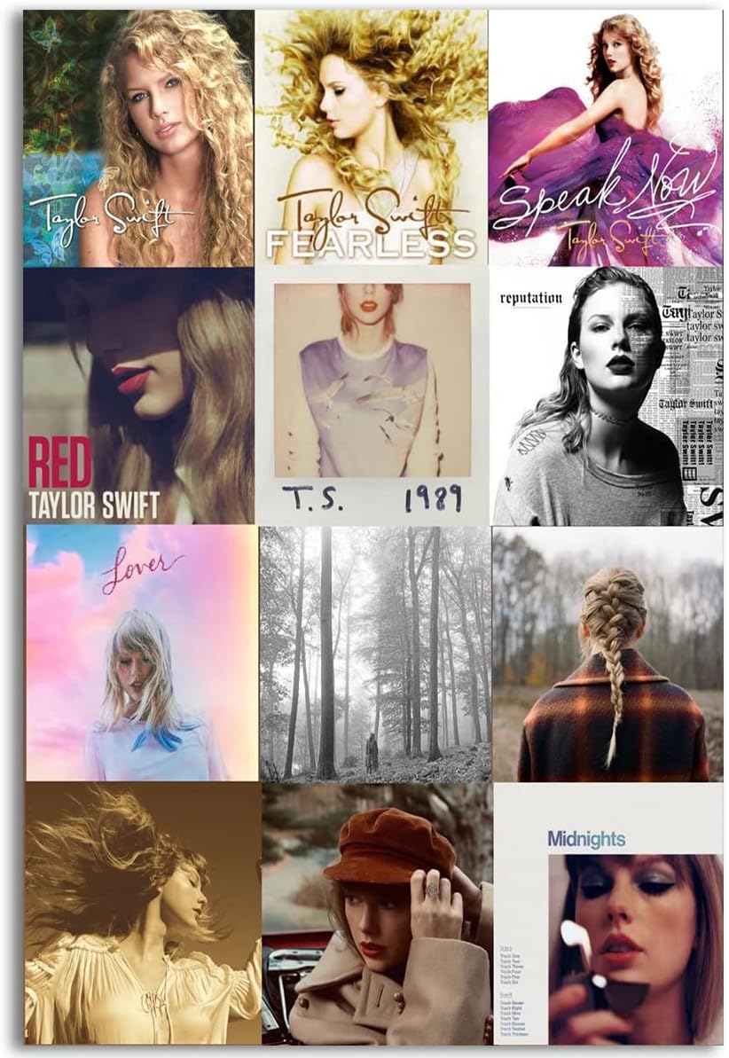 Collage image of the first 12 Taylor Swift album covers in release order