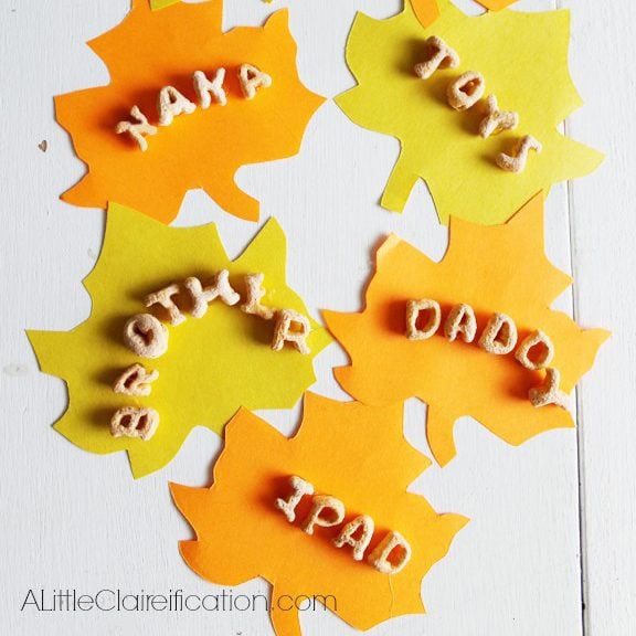 alphabet thankful leaves 