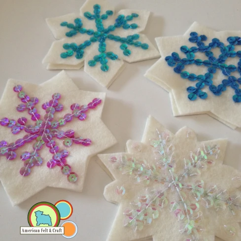 sequined felt snowflake ornaments