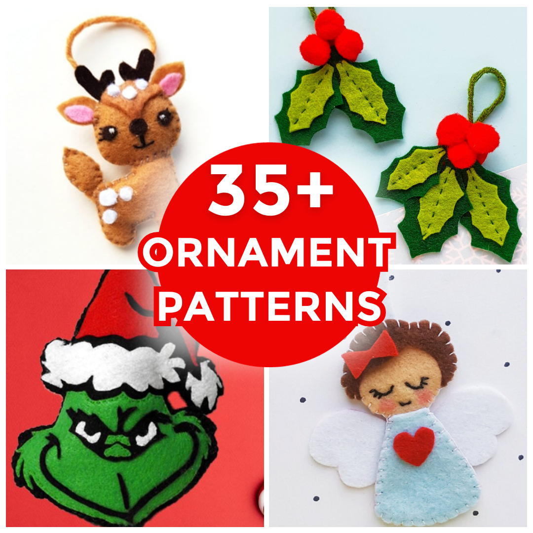 Mitten Felt Animals Sewing Pattern, Plush PDF Download, Christmas SVG File  for Wool Felt Holiday Ornaments (Download Now) 