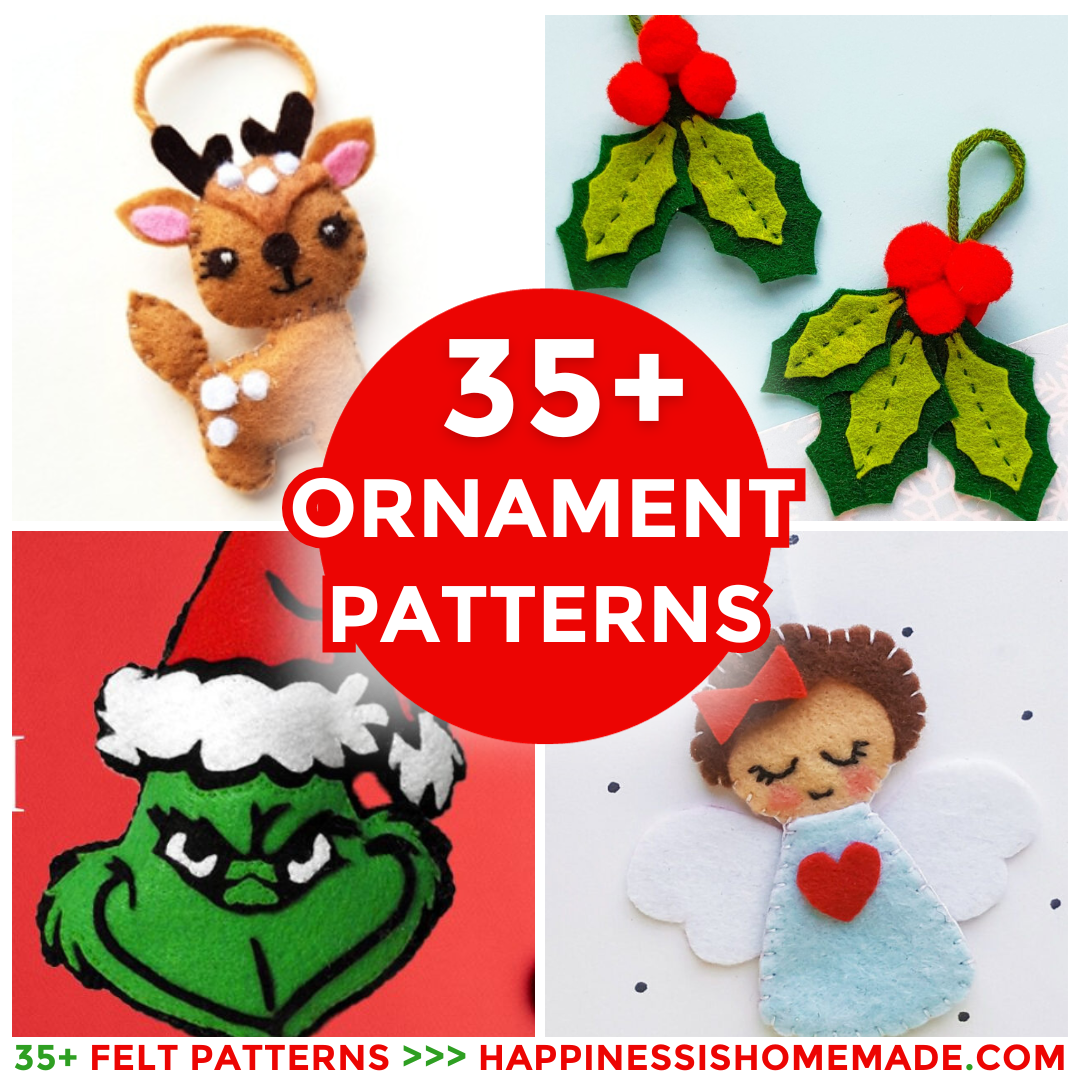 35+ Free Felt Christmas Ornament Patterns - Happiness is Homemade