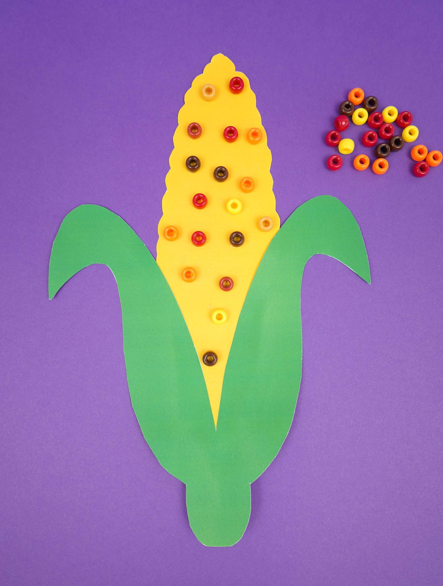 kids thanksgiving craft idea beaded corn