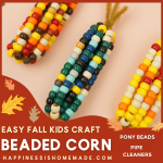Easy Fall Kids Craft Beaded Corn Recipe Card