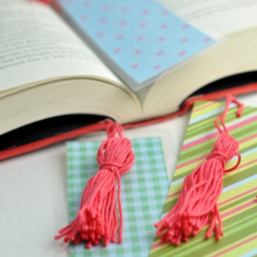 colorful tassel bookmarks on book pages