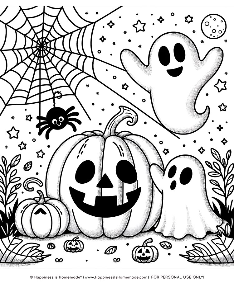 60+ FREE Halloween Coloring Pages for Adults & Kids - Happiness is