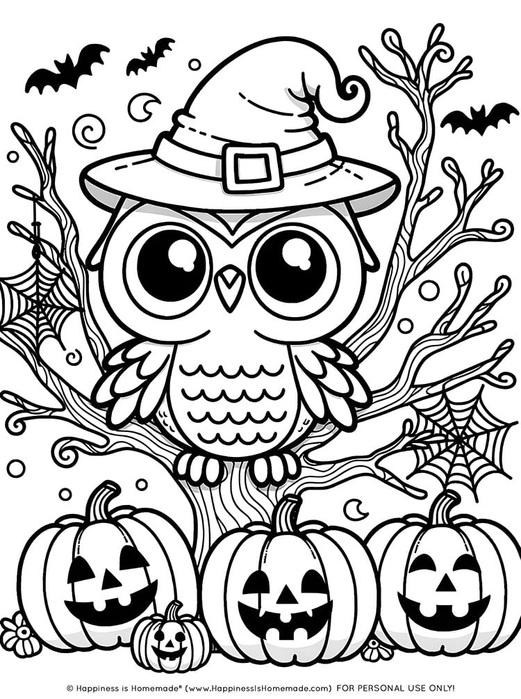 60+ FREE Halloween Coloring Pages for Adults & Kids - Happiness is