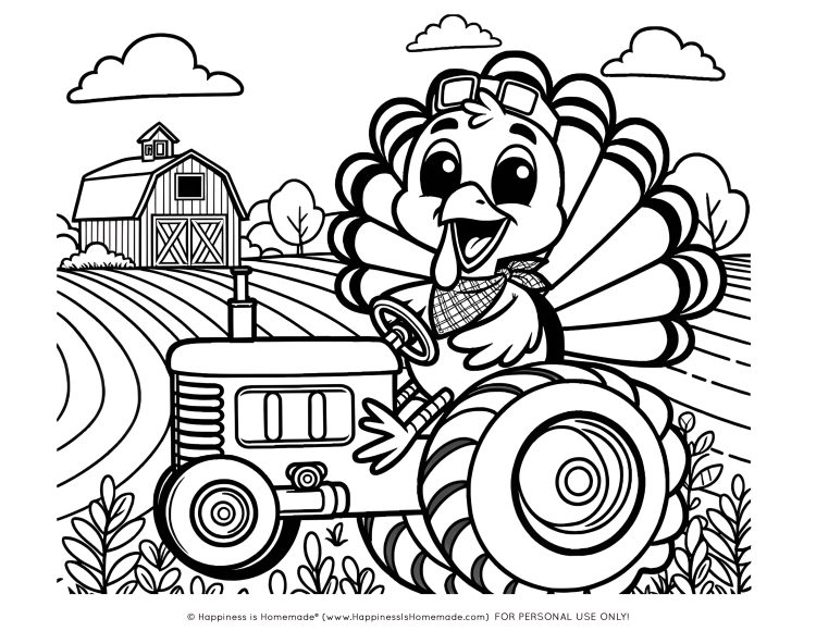 Happy Thanksgiving Coloring Book for Kids Ages 4-8: Turkey Farmer