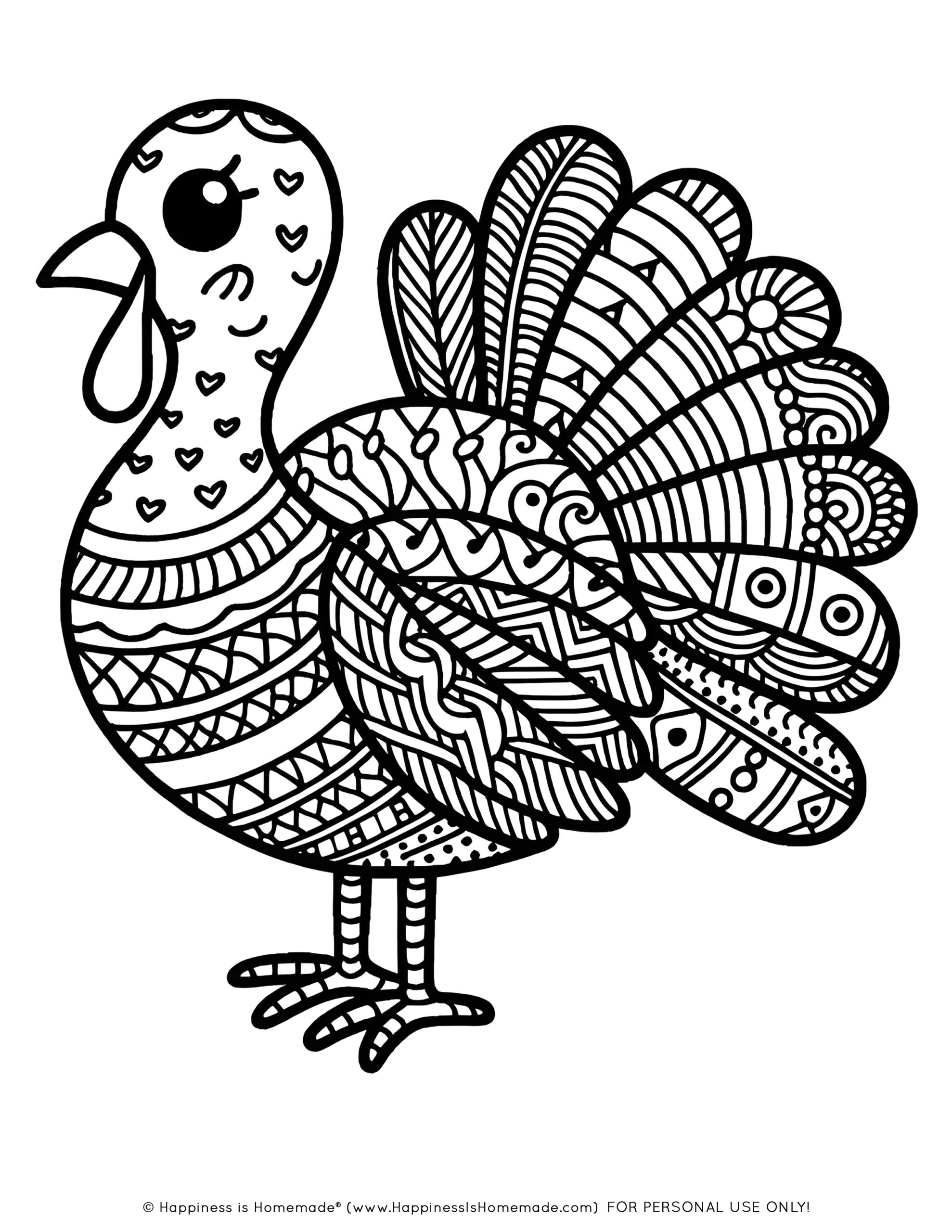60+ FREE Thanksgiving Coloring Pages for Adults & Kids - Happiness is