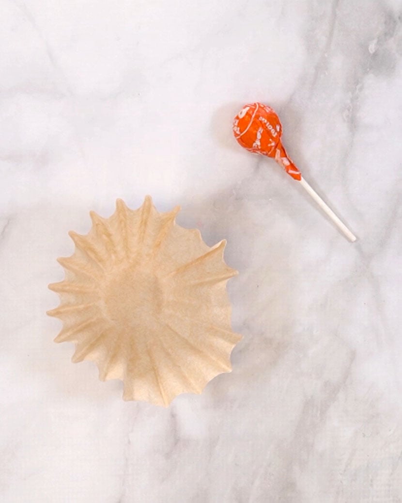 coffee filter and lollipop