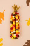 beaded fall corn kids craft with harvest leaves