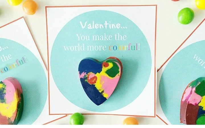 DIY melted crayon kids valentine gift