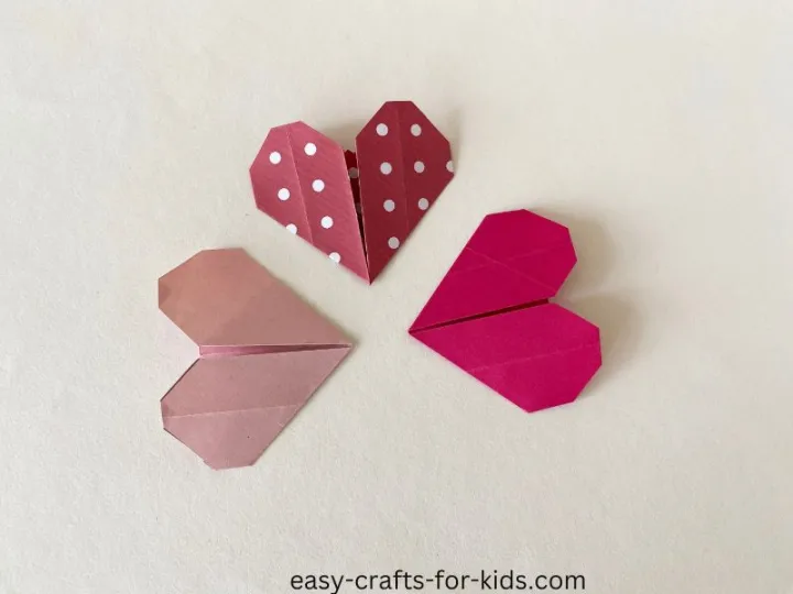 three easy origami hearts in a circle 