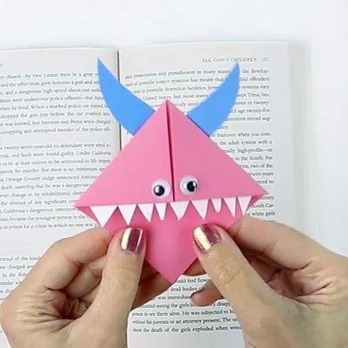 monster corner bookmark origami craft for kids and adults