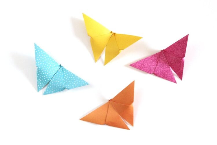 colorful paper butterflies made from origami paper